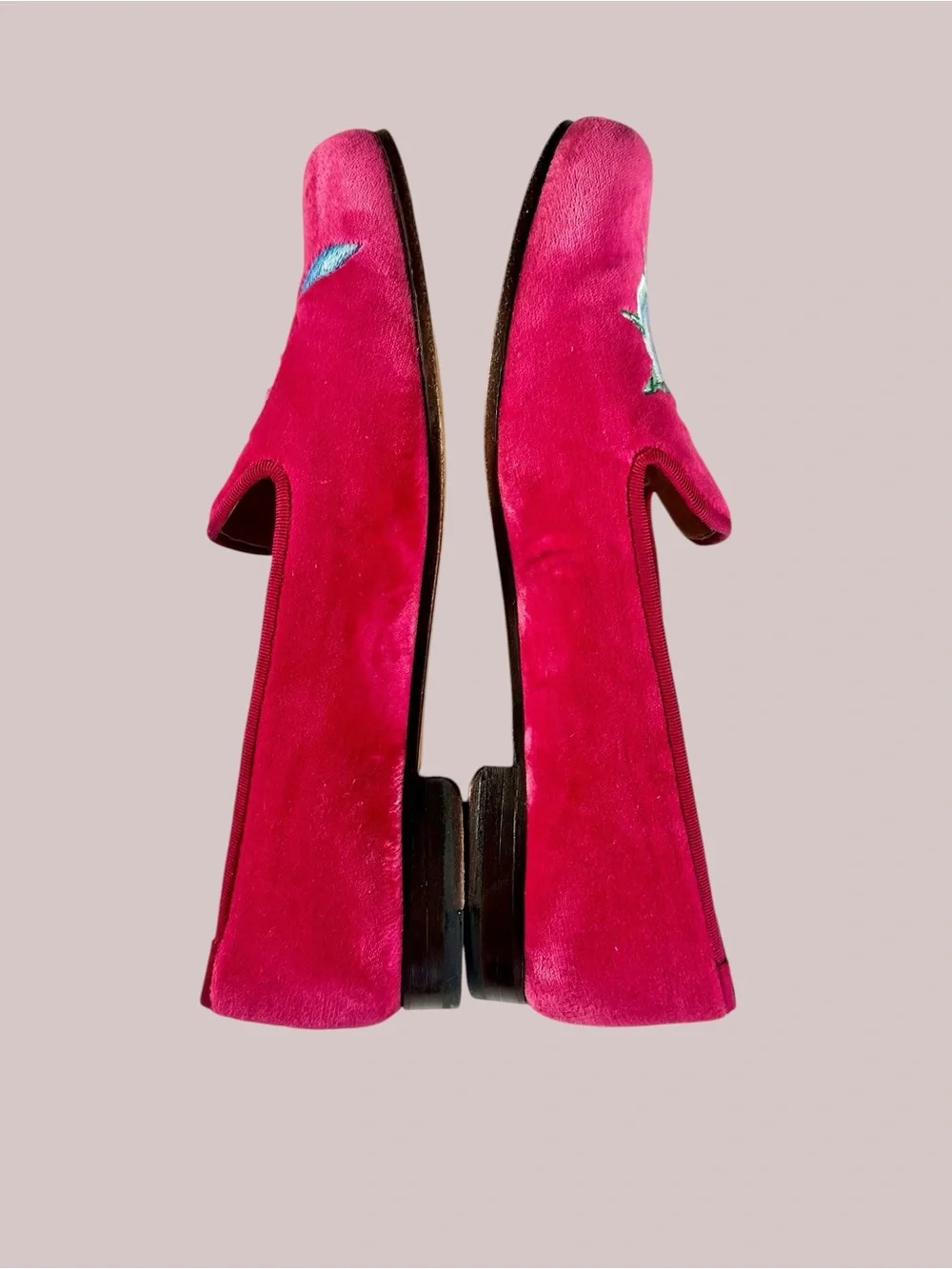 LoveShackFancy x Stubb & Wootton Bow Slippers in Pink Velvet - Picture 11 of 15